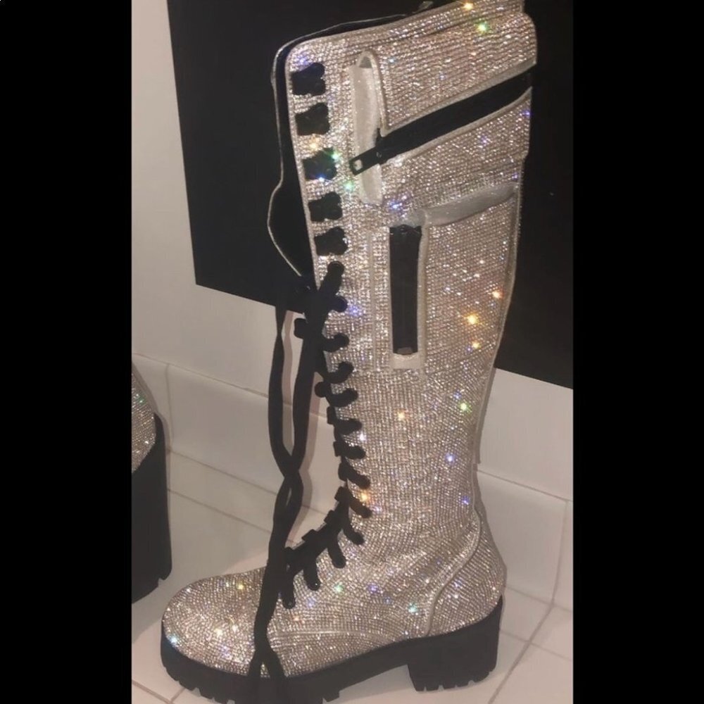 Dolls kill bling tour combat boots rhinestone
